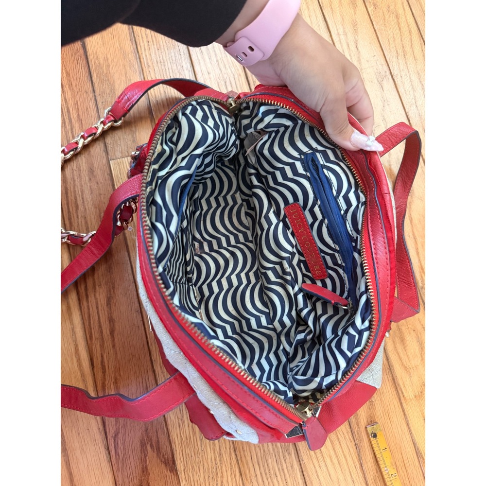 Vintage Y2K 2000s Juicy Couture Red Quilted & Studded Satchel Crossbody Bag - Picture 4 of 7